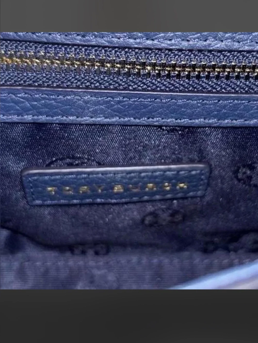 Tory Burch Blue Pebbled Leather Shoulder Bag with Gold Chain